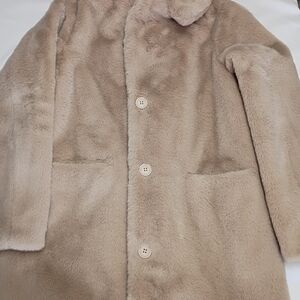 Chic Beige Faux Fur Trench Coat